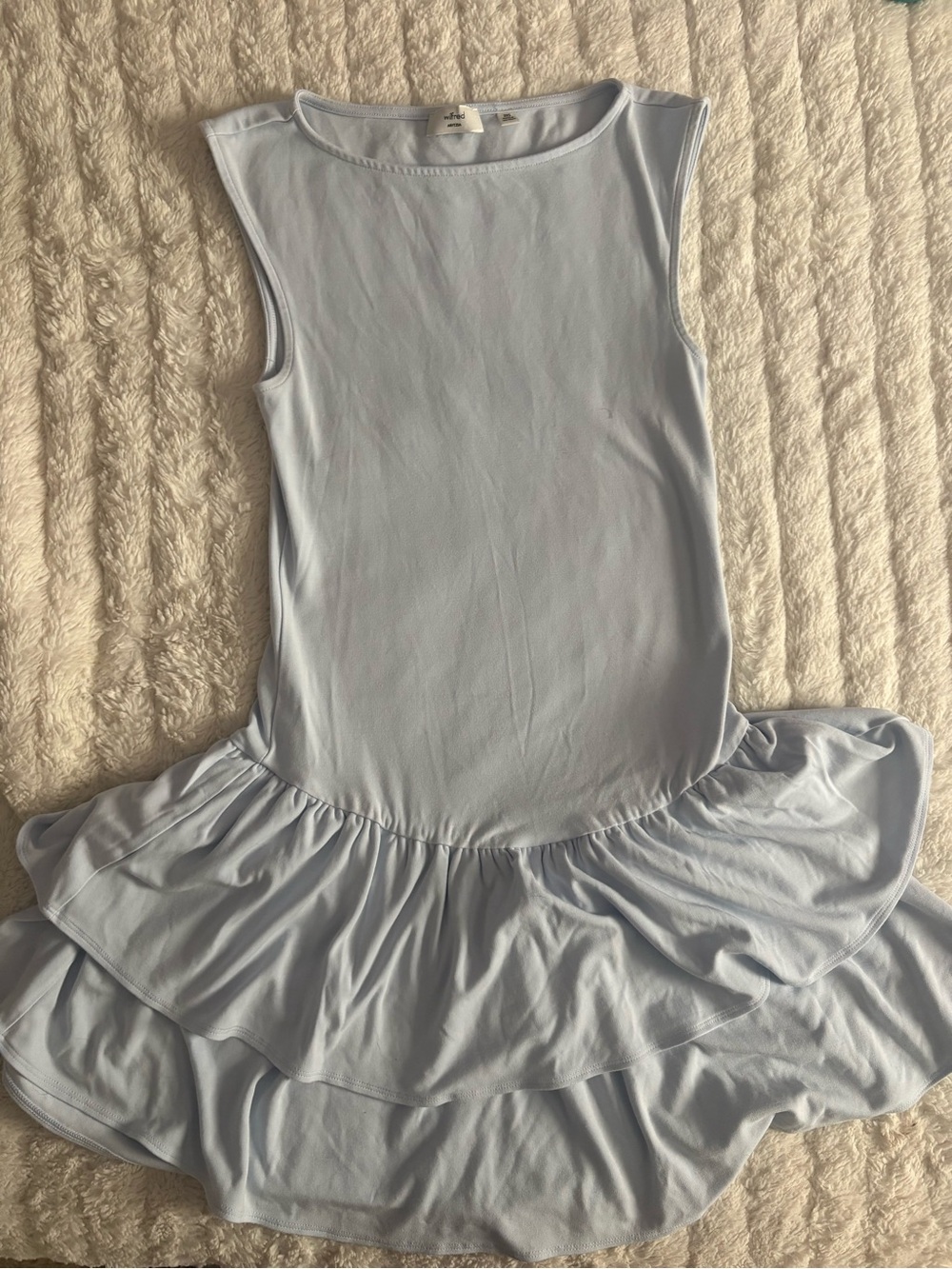 Aritzia Wilfred Light Blue Sleeveless Ruffle Hem Dress